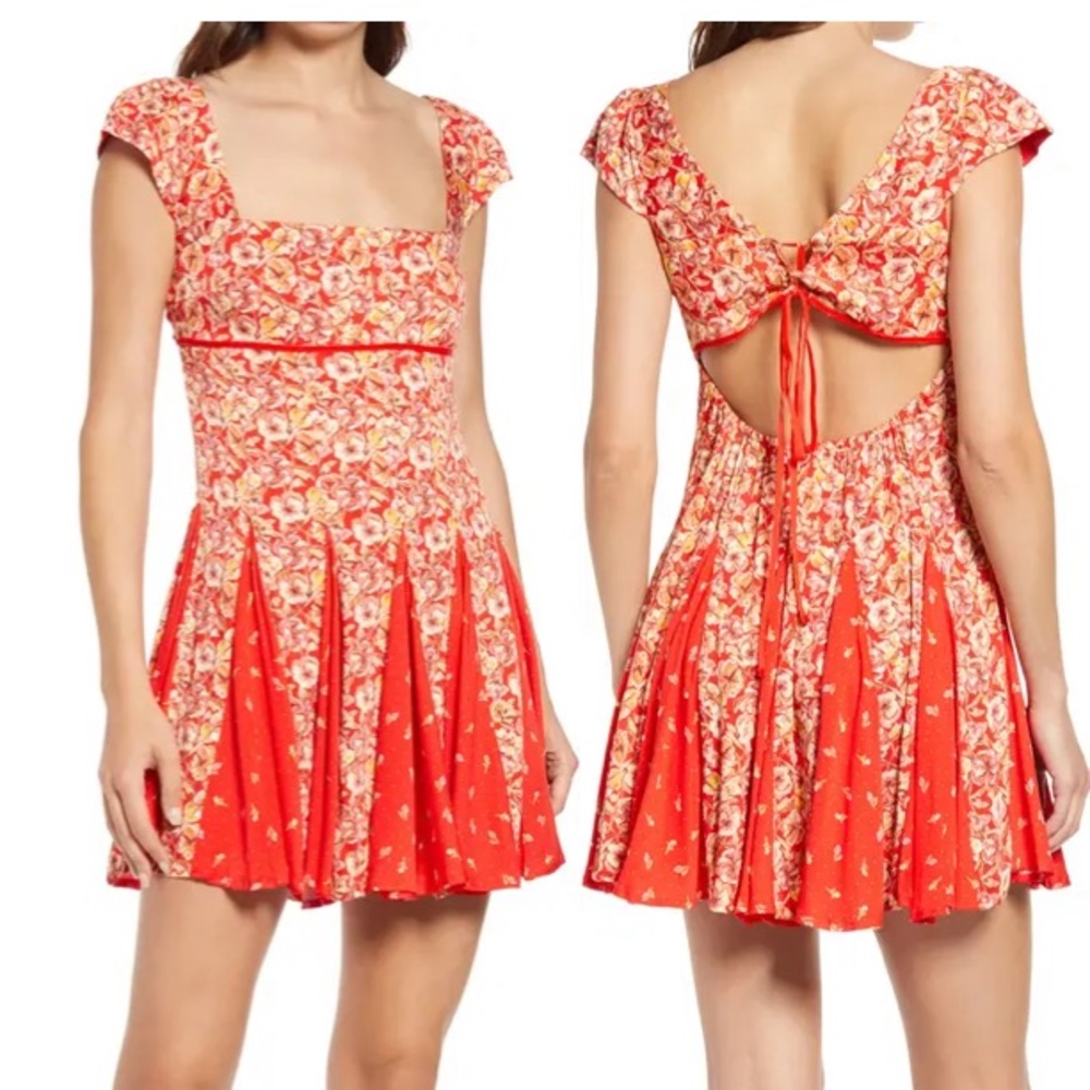 NWT Free People Ponderosa Floral Mini Dress- Large runs small